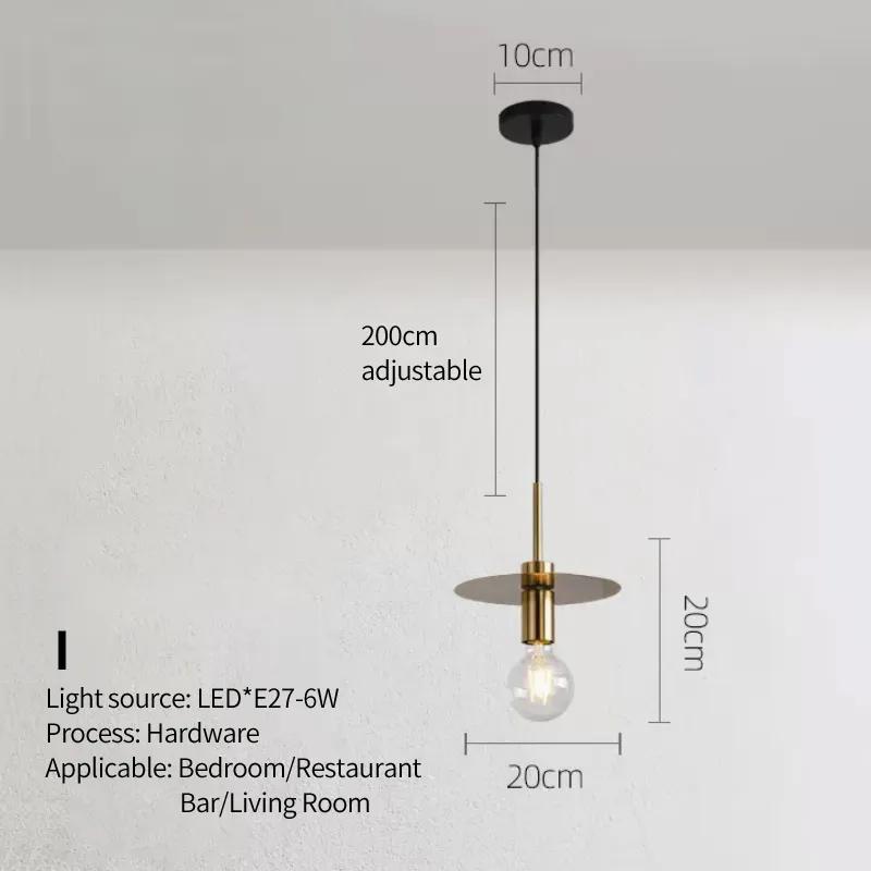 Nordic single head chandelier golden small suspended lamp for home bedroom bedside bar clothing store cafe pot lid creative lamp