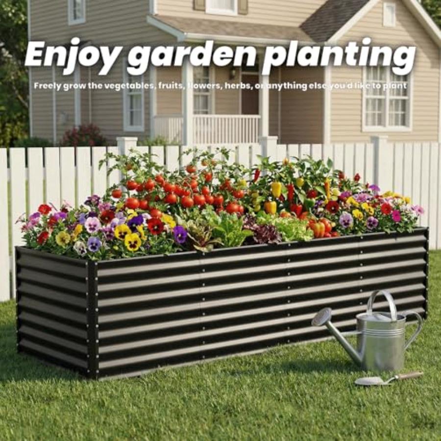 8x2x2FT Raised Garden Beds Outdoor Planter for Gardening Vegetables Flowers Large Metal Garden Box Deep Plant Flower Pots Outdo