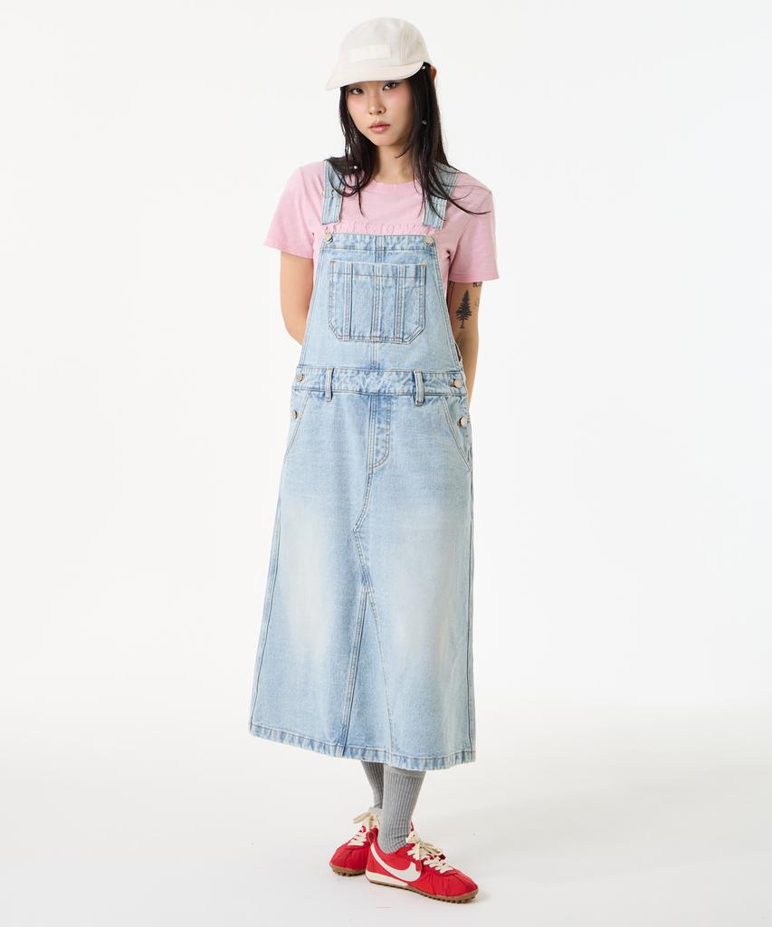 Unknown Planet Light Wash A-Line Denim Overalls