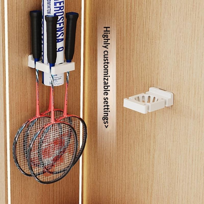 Vægmonteret Badmintonketcherholder Uden Boring Med Boldophæng Opbevaringsstativ Til Tennis Pickleball Ping Pong Paddle