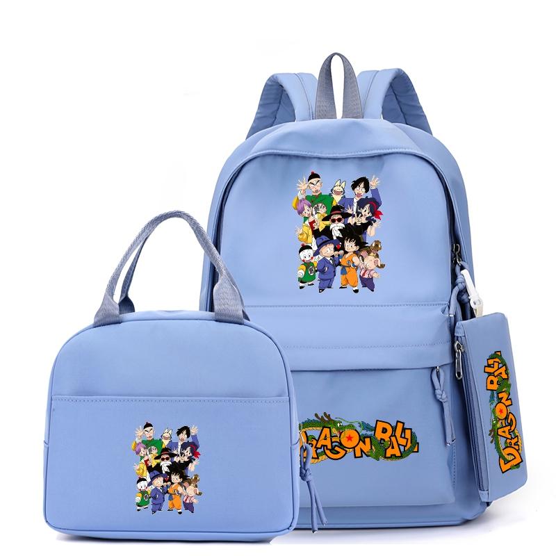 3Pcs/set Anime Dragon Ball Backpack with Lunch Bag for Girl Boy Back To School Bookbag Schoolbag Men Women Travel Bag Mochila