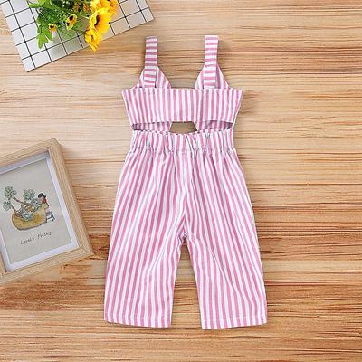 US Newborn Infant Baby Girl Boy Backless Striped Romper Overall Jumpsuit Clothes
