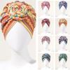 Neuer afrikanischer Druck Plissierter Turban Blumenmütze Vorgebunden Vorderknoten Elastisches Stirnband Elegant Damen Chemo Kappe Bandana Kopfbedeckung