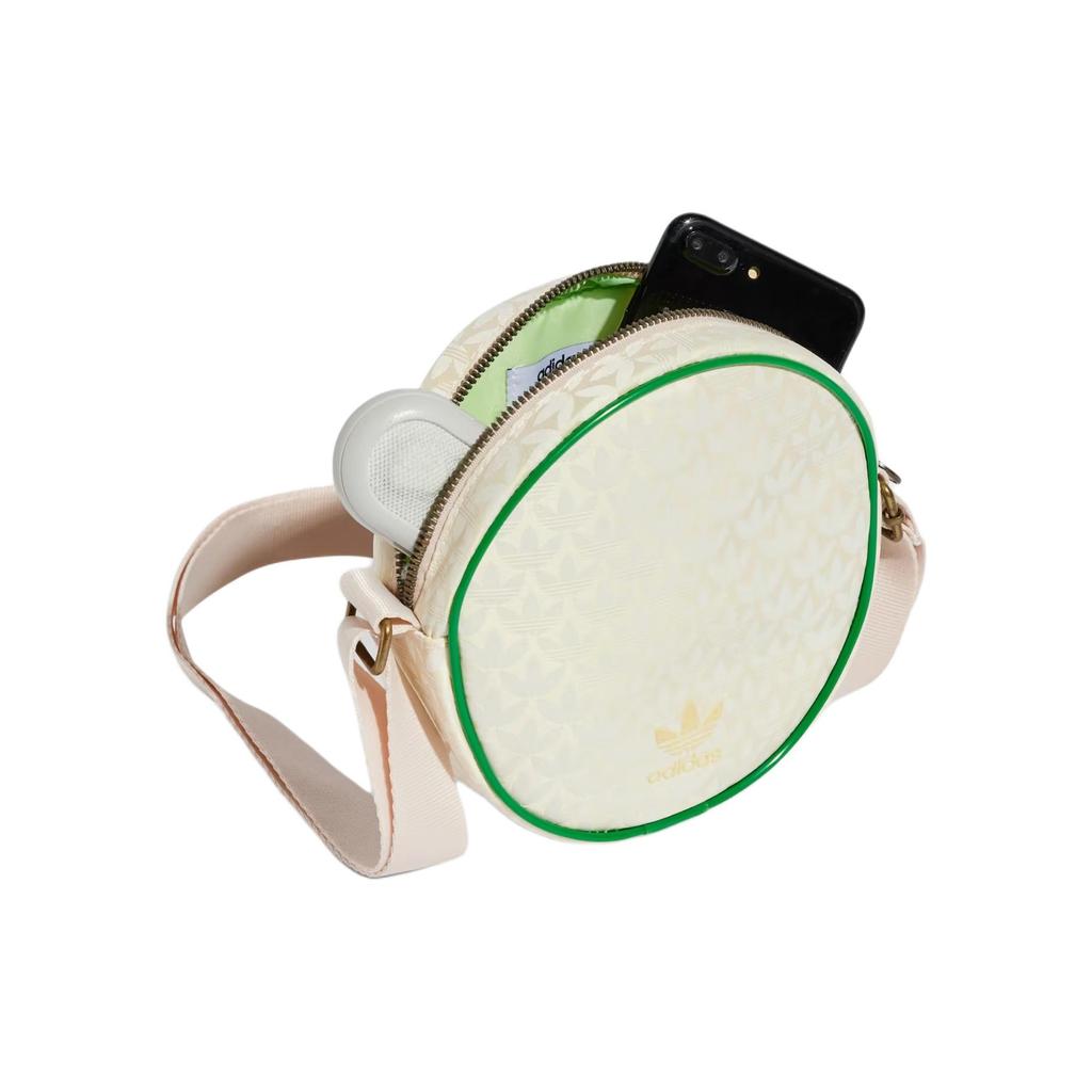 New Adidas Originals Jacquard Recycled Material Round Shoulder Bag Crossbody Bag Regular Women's Ivory & Mauve & Green IS3008