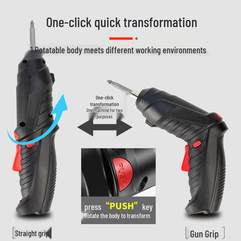 Rechargeable Mini Electric Screwdriver & Hand Drill Set - Multifunctional, Deformable, Lithium Battery-Powered for Household Use