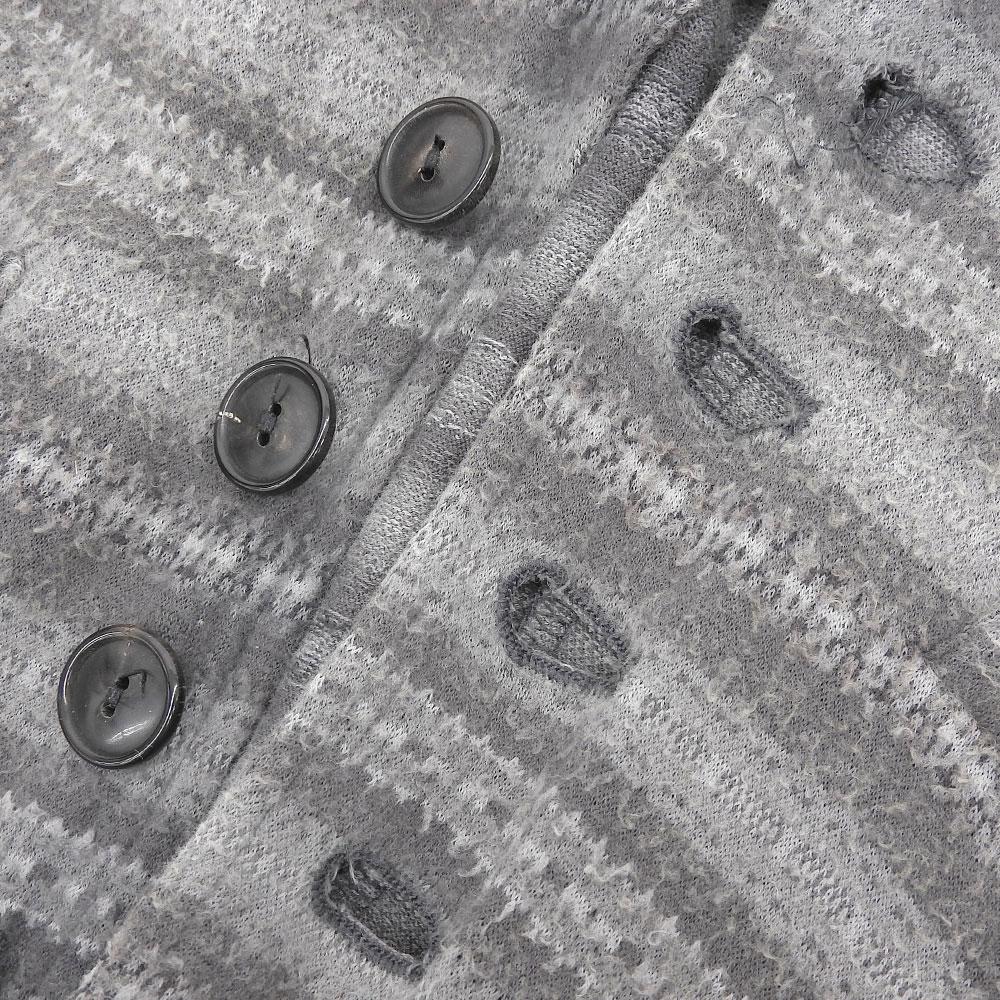 NUMBER (N)INE Men's Cashmere Cotton Vest, Birds Period, Gray, Size 2, S08-NJ005B, 08 Stainless Steel Best 2 GrayUsed