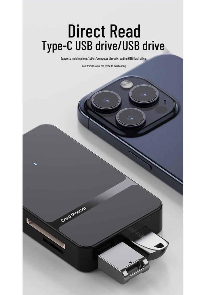 USB-C/USB 3.0 Multi-Card Reader Eight-in-One Hub for SD/TF/MS/CF Cards