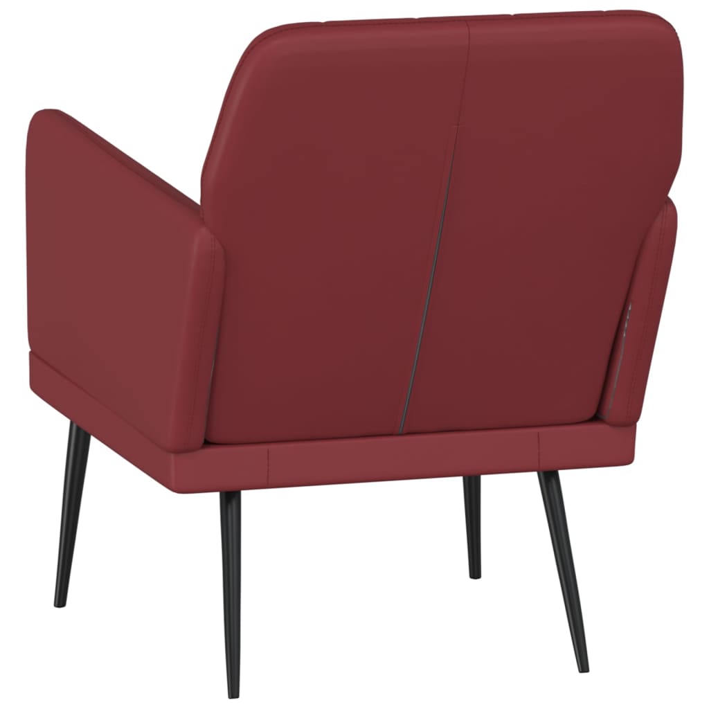 Armchair Burgundy 61 X 78 X 80 Cm Artificial Leather