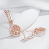 Kienl   Rose Gold Color Flower Dangle Earrings For Women Shiny Natural Zircon Accessories Vintage Daily Fine Jewelry