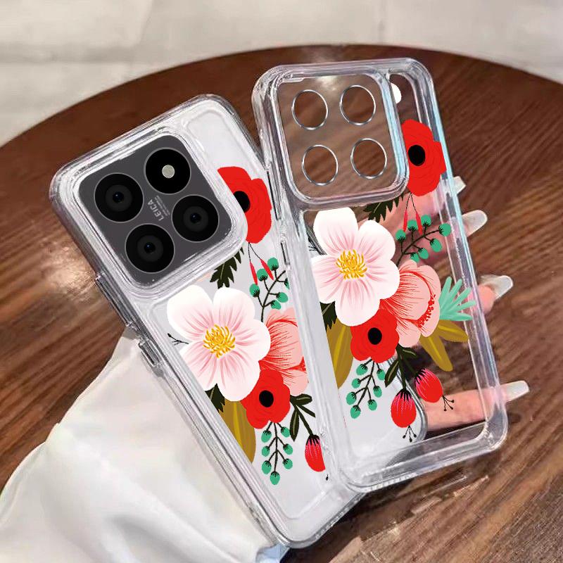 Pro Xiaomi 13t 11t Poco X6 X5 Redmi Note 13 12 11 10 Pro Nárazuvzdorný Květinový Barevný Kreslený Láska Srdce Silikonový Průhledný Tenký Kryt