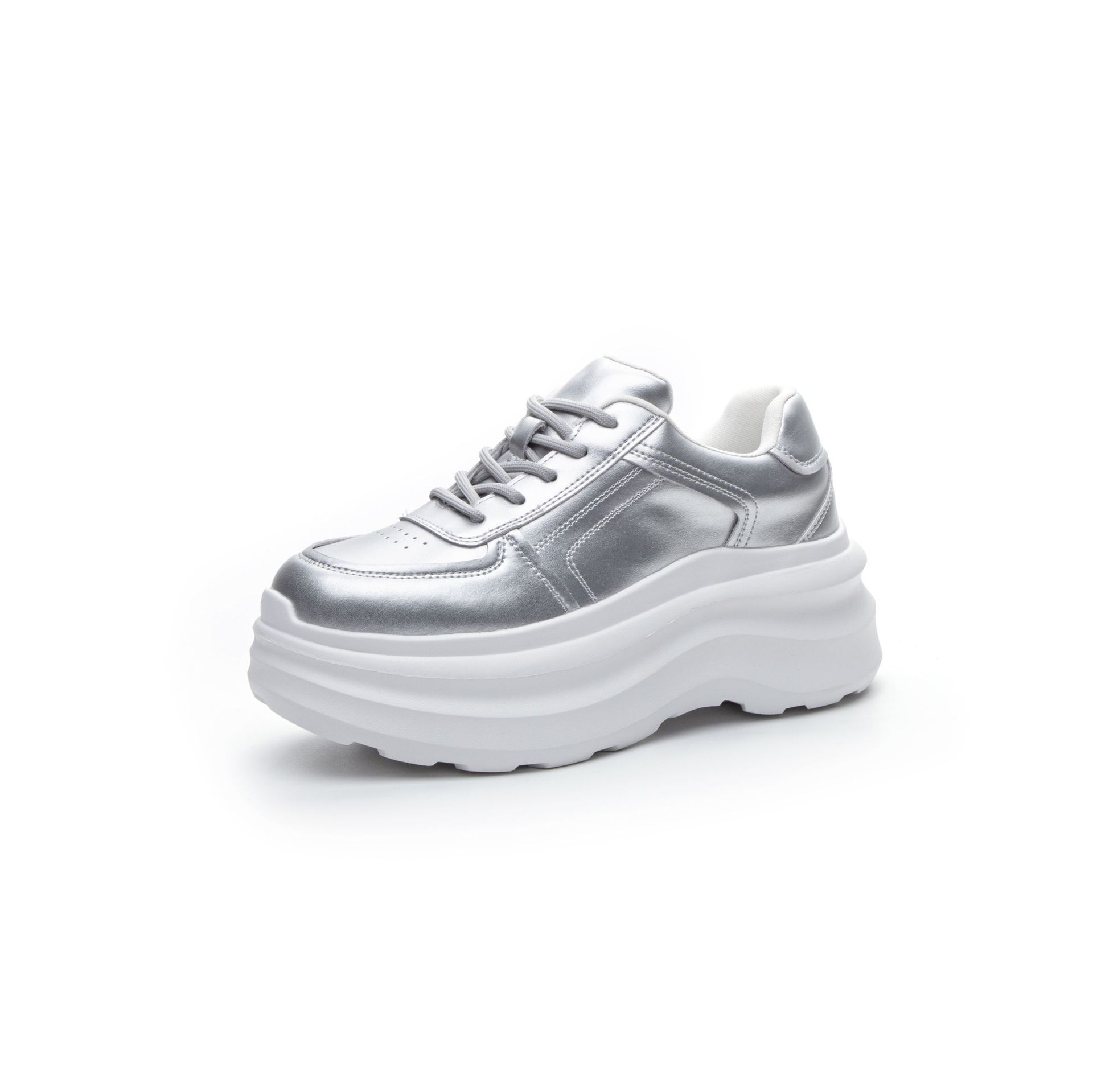 

Cloud Dream 2025 кожаные туфли на платформе белые женские весенние новые увеличивающие рост повседневные туфли модные универсальные спортивные туфли женские 40 серебряный