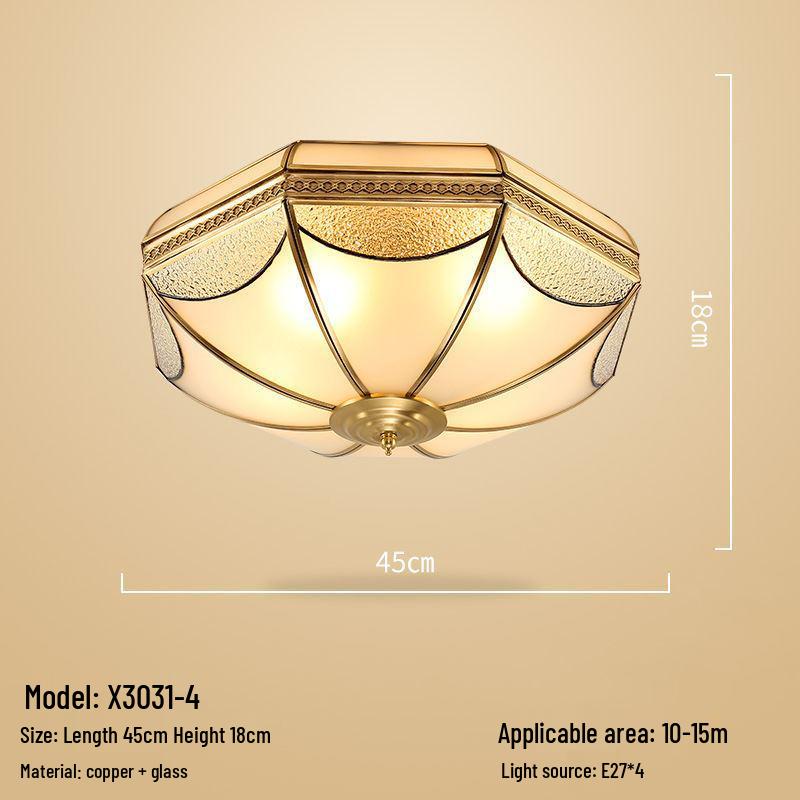 Retro-Modern American Copper Ceiling Light for Bedroom, Living Room, or Dining Room