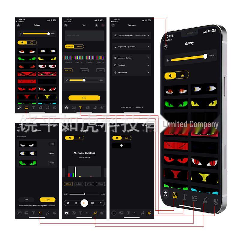 LED Car Soft Screen - Bluetooth APP-Controlled Flexible Window Display: Full-Color Smart Devil's Eye