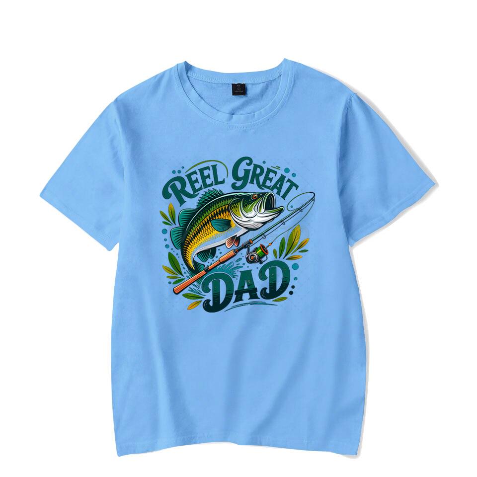 Reel Great Dad Graphic T Shirts for Men Fishing Life Funny Short Sleeve Tee Shirt Fishing Lovers Trendy Dad Design Summer Tops