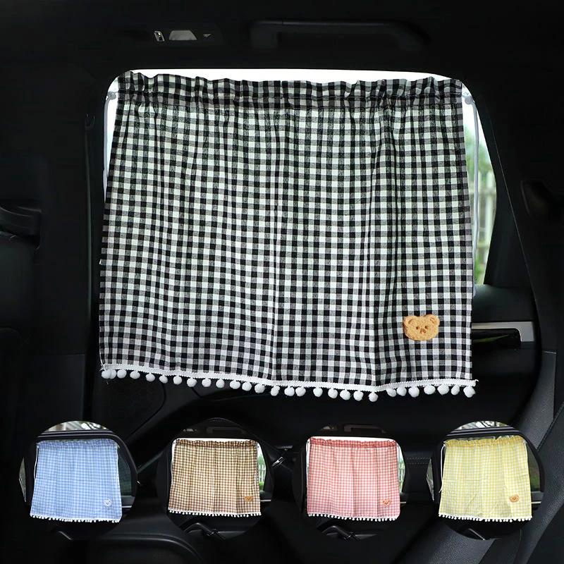 1pc Universal Car Sun Shade Curtains Cute Cartoon Bear Car Styling Rear Side Window Windshield Sunshade Protect Window Curtains