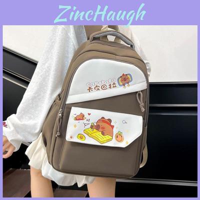 Capybara Anime Cartoon Backpack For High School Students Lightweight Nylon School Bag