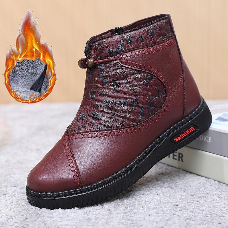 Women Winter Platform Ankle Snow Boots Warm Faux Fur Lined Side Zipper Anti Slip Comfortable PU Leather Short Booties for Women