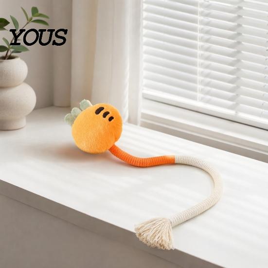 Silent Cat Play Toy Cotton Rope Toy, Plush Cloud Carrot Cheese Chew Stuffed Crocodile for Indoor Cats Teething Relief, Interactive Woven
