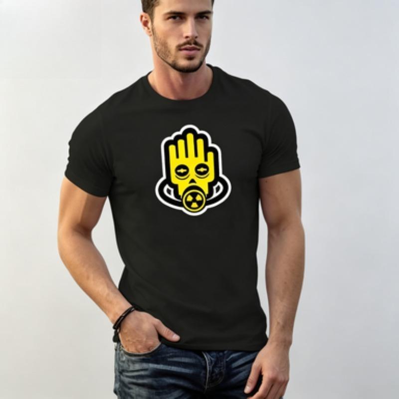 Unisex 100 Cotton T Shirt Radiation Palm Gas Mask Graphic Print Industrial Hazard Streetwear Casual Male Short Sleeve Tee Tops