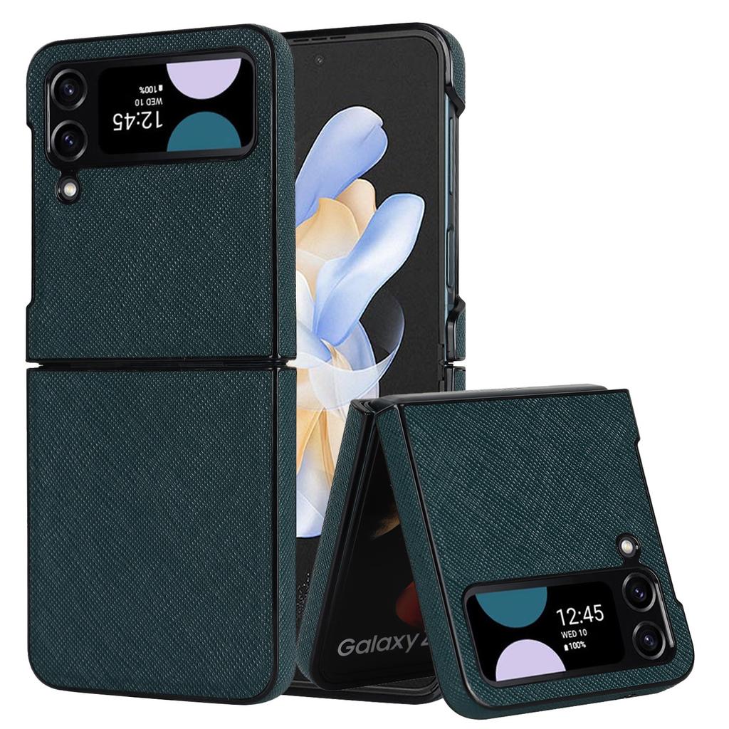 Samsung Z Flip6 5 4 3 Folding Phone Case Anti Fingerprint Z Fold6 Cross Print Leather Protective Case