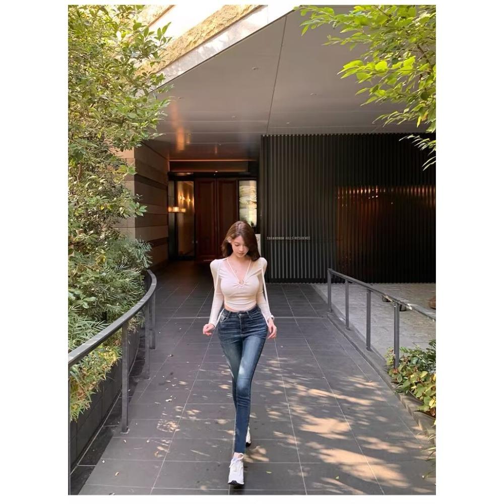 Women s High Rise Skinny Jeans Slim Fit Retro Dark Blue Denim Pants Hip Lifting Ankle Trousers XS