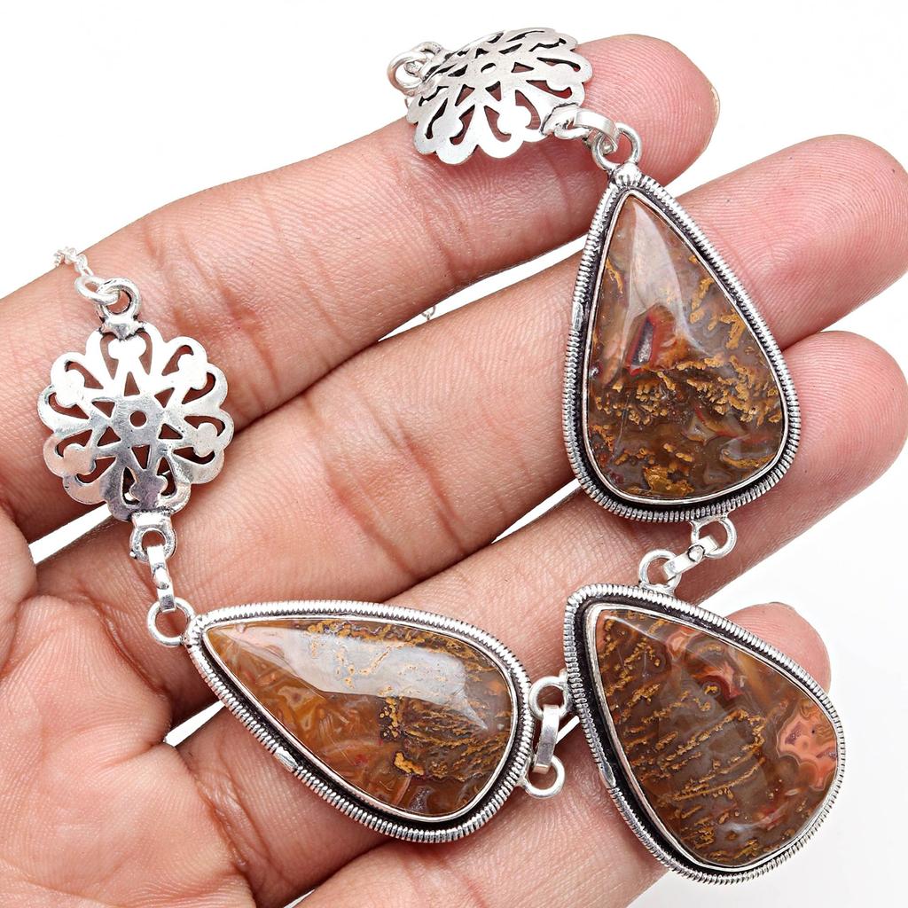Stick Agate Gemstone Mother's Day Handmade Silver Jewelry Necklace 20 In