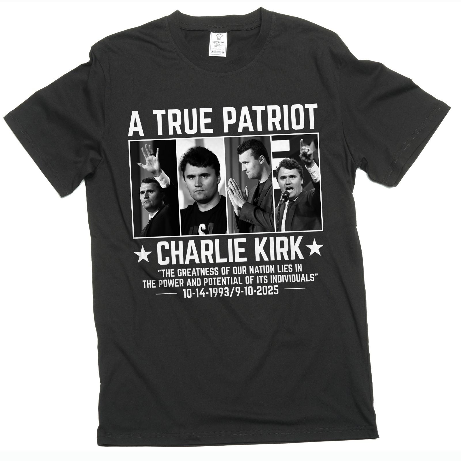 Charlie Kirk True Patriot T-Shirt Mens Womens Tees Top RIP CK Conservative Christian Tee Shirt 4XL