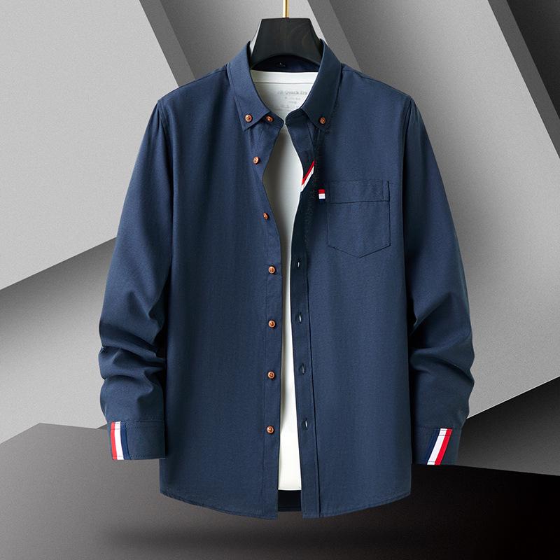 Men's Solid Color Long-Sleeve Business Shirt - Versatile & Stylish