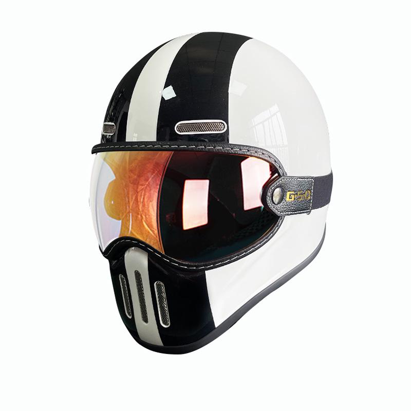 Fiberglass Retro Full Face Motorcycle Helmet for All Seasons - Unisex Winter Safety 3C Certified