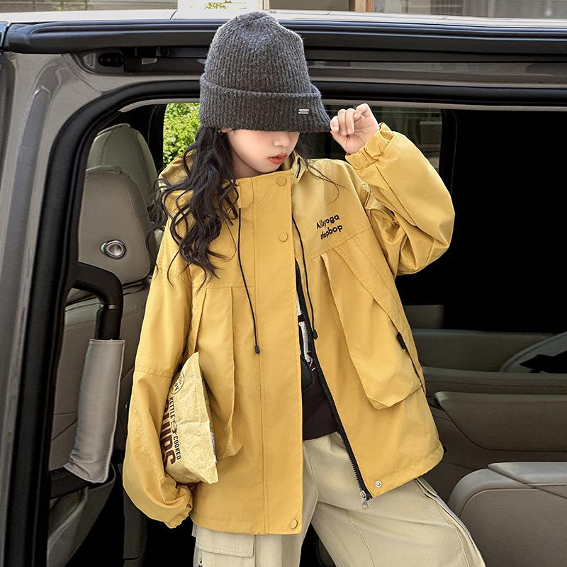 Girls' Hooded Windbreaker 2025: Casual Workwear Jacket for Spring & Autumn