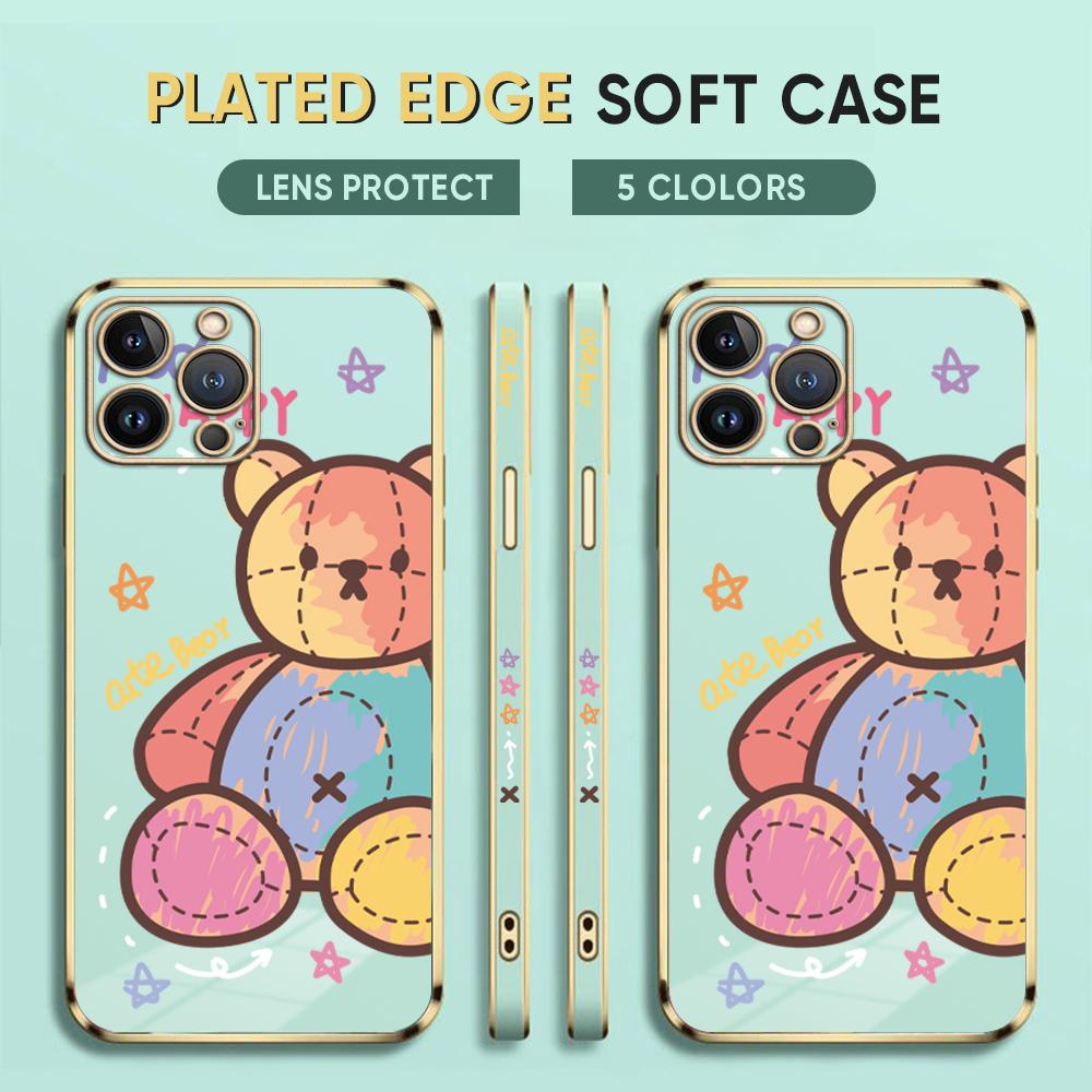 Милый милый чехол для телефона с мультяшным медведем для iPhone 11 13 15 Samsung Galaxy A52 Xiaomi Redmi 12C Note 10 Pro Oneplus Мягкие чехлы для смартфонов iPhone 11 Pro Max ярко-зеленый
