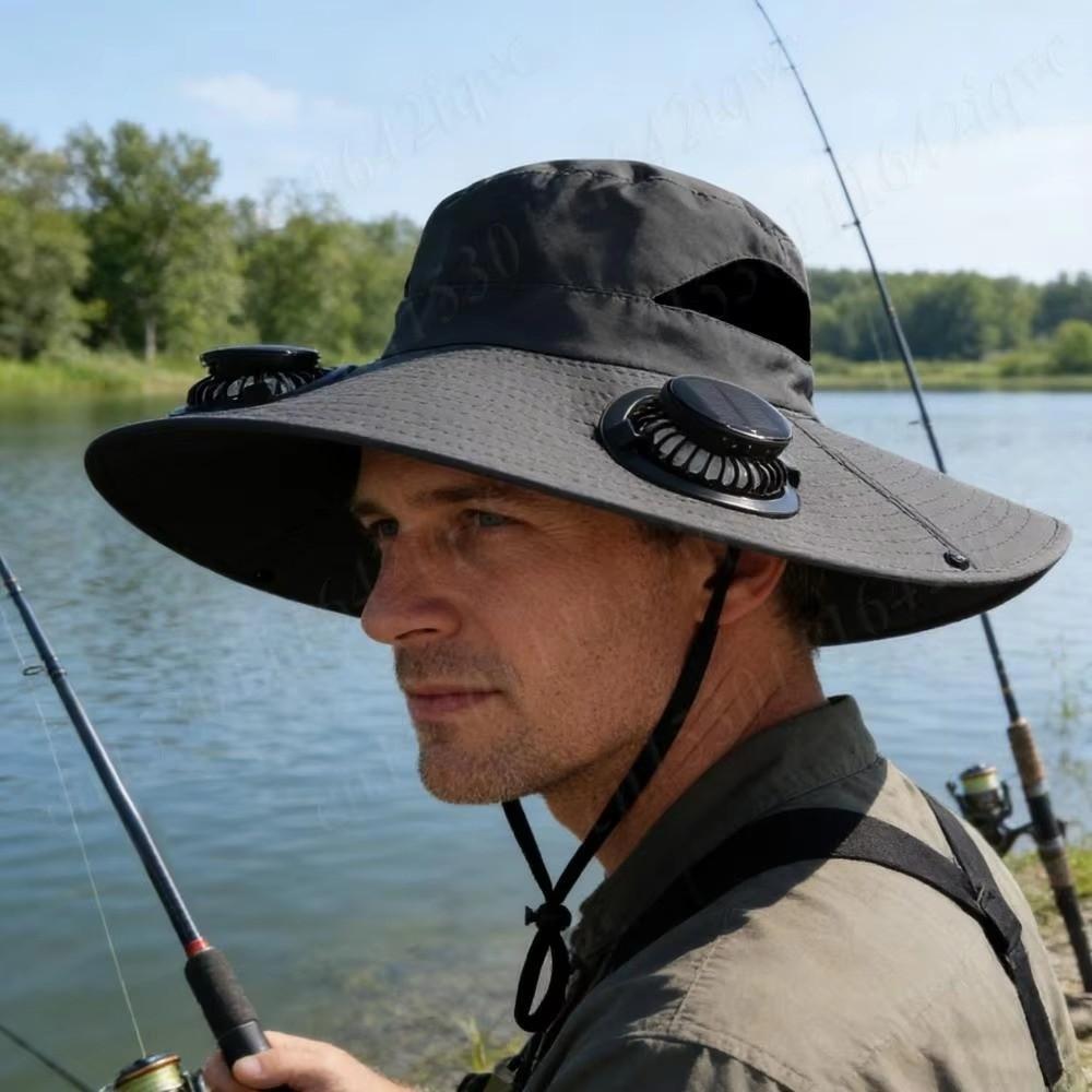 Dual Fan Summer Fan Visor Cap 3 Speeds Fishing Bucket Hat Convenient Solar Fan Hat Outdoor Travel