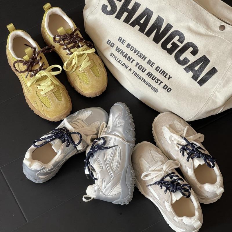 Leather breathable mesh women's casual versatile flat baseplate shoes summer new retro little white shoes tide