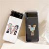 Art Initial Letter A To Z Pink Fashion Phone Case For Samsung Galaxy Z Flip 3 4 5 6 7 Hard Folding Z Flip4 Clear PC Cover Gift