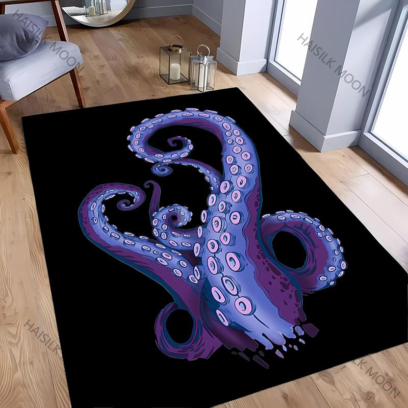 3D HD Oktopus Gedruckter Teppich Computerraum Spielzimmer Rutschfeste Dekorative Matte Wohnzimmer Schlafzimmer Büro Großflächiger Teppich Tolles Geschenk