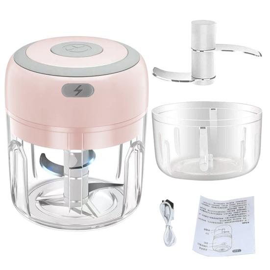 Yousheng Rechargeable Garlic Chopper 100/250ml Mini Food Processor for Vegetables Fruits Nuts Meat One-Button Operation Garlic Clay Machine