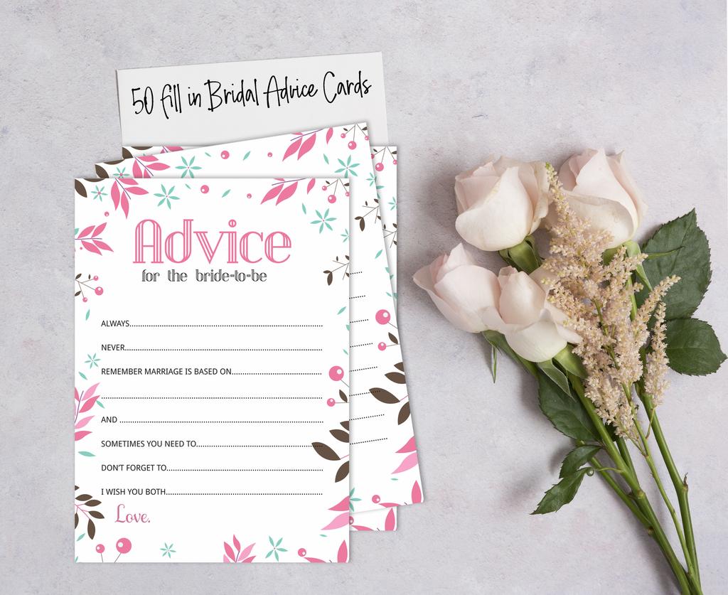 Inkdotpot Bridal Shower Games Advice For The Bride Set Of 50A  FloralA  Mad Libs Game
