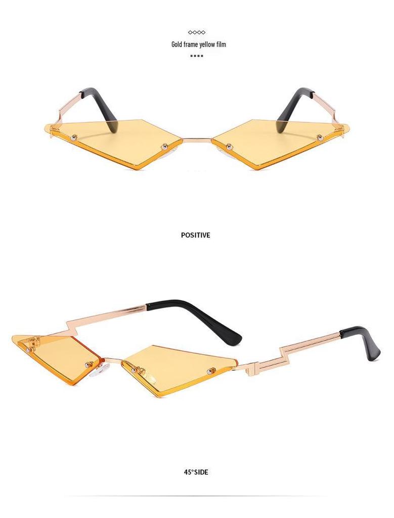 Trendy Rimless Metal Triangle Sunglasses - Fashionable European American Style 3491