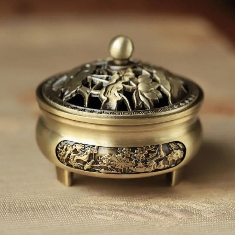 Трехногий аромалампада из сплава для домашнего использования в помещении, аромалампада для агарового дерева и сандала 1pcs золотой