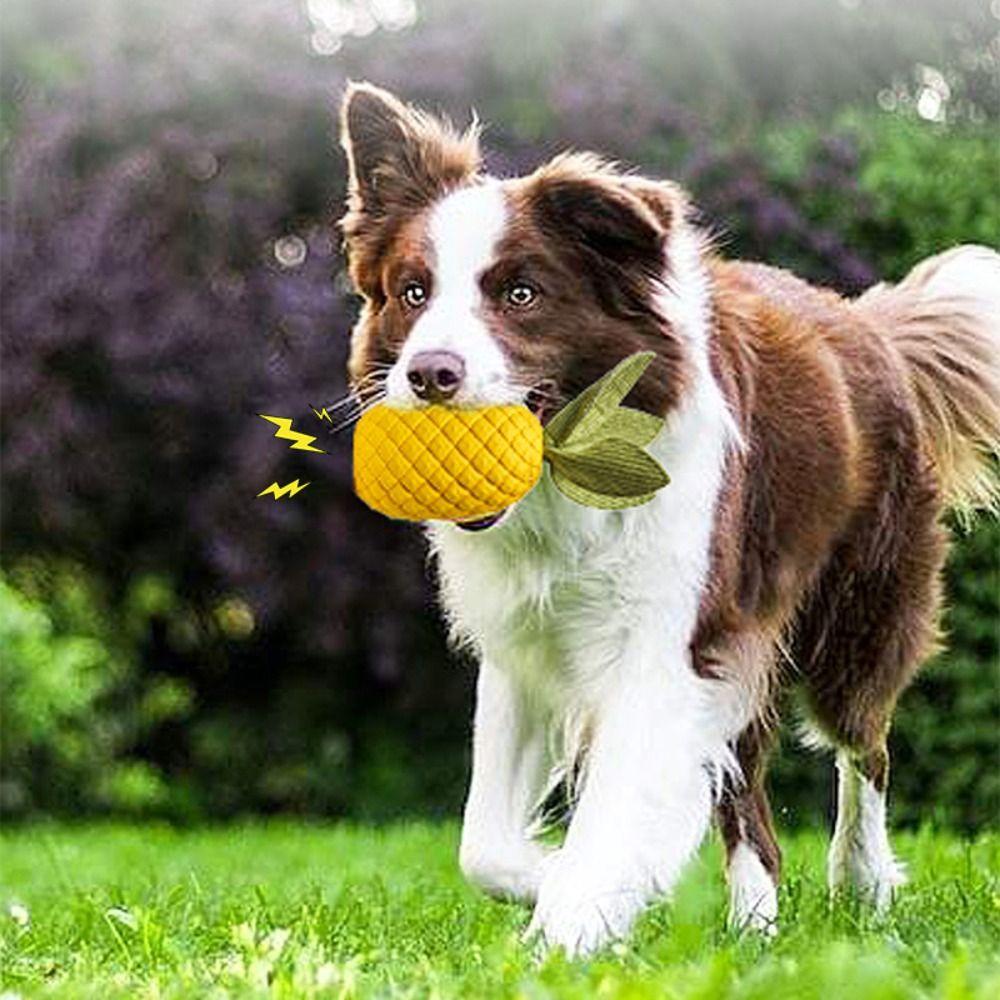 Funny Bite-resistant Pineapples Dog Puzzle Wear-resistant Yellow Pet Sound Making Interactive Dog Chew Grinding Teeth