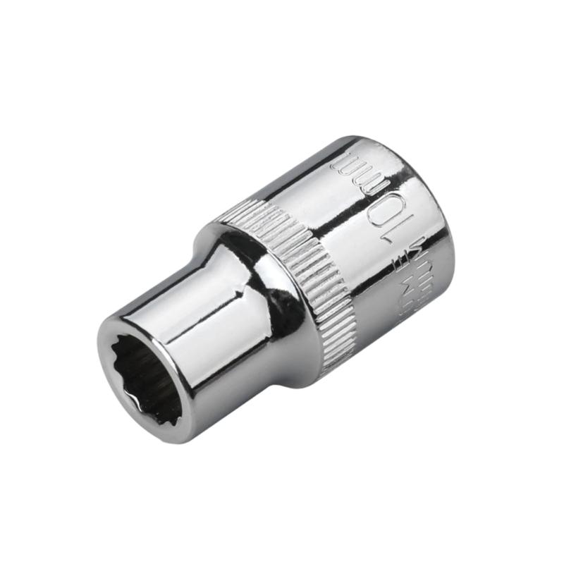 Heavy Duty 12 Point Short Socket Bit 1/2inch Drive 8-20mm Ratcheting Wrench Socket for Car Auto Repair Hand Tool 10MM