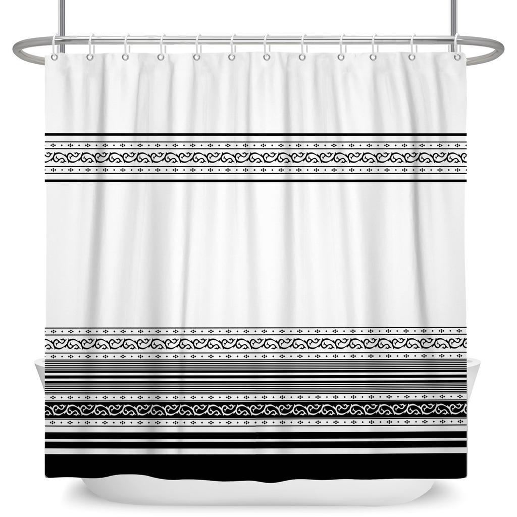 Blue Grey Gradient Texture Shower Curtain Waterproof Bath Curtain Bathroom Decor Nautical Inspired Polyester Fabric With Hooks