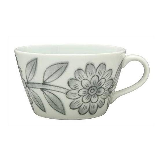 Hasami Ware Nishiyama Kiln Mug Cup Daisy Gray Approx. Diameter 10.5 x Height 6cm Capacity Approx. 280ml Porcelain Microwave Safe Dishwasher Safe Made