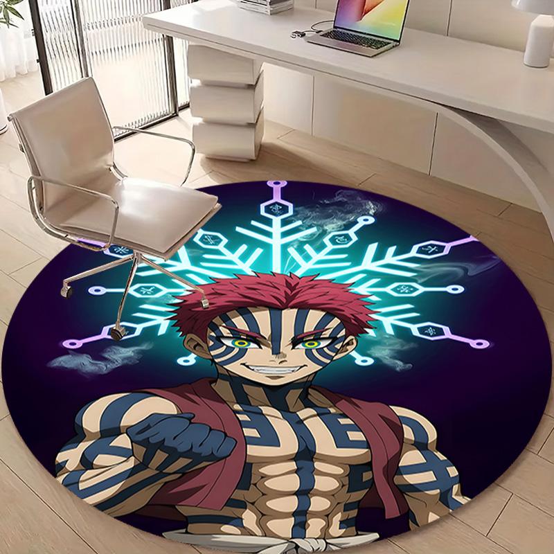 1pc Demon Slayer2 Design Printed Area Round Carpet for Bedroom Living Room Home Decor Rugs Mat Non Slip Mat Rug for Bedside