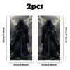 2Piece Swordsman Pattern Vinyl Car B-Pillar Sticker for B-Pillars and Doors on Metal and Plastic Surfaces, Dark Style Auto Parts