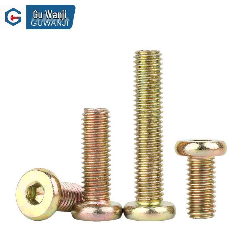 GUWANJI Color Zinc Plated Flat Round Head Hex Socket Furniture Screws