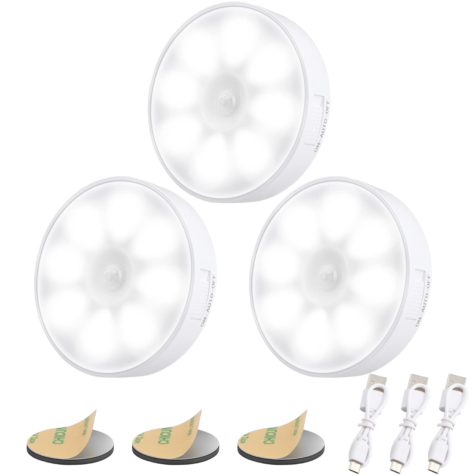 

Electight Motion Sensor Indoor 8 Light Daylight Night 3 Lighting Magnetic Power Outage 6000K Light, Rechargeable, LEDs, Sensor, White, Light, Modes, білий