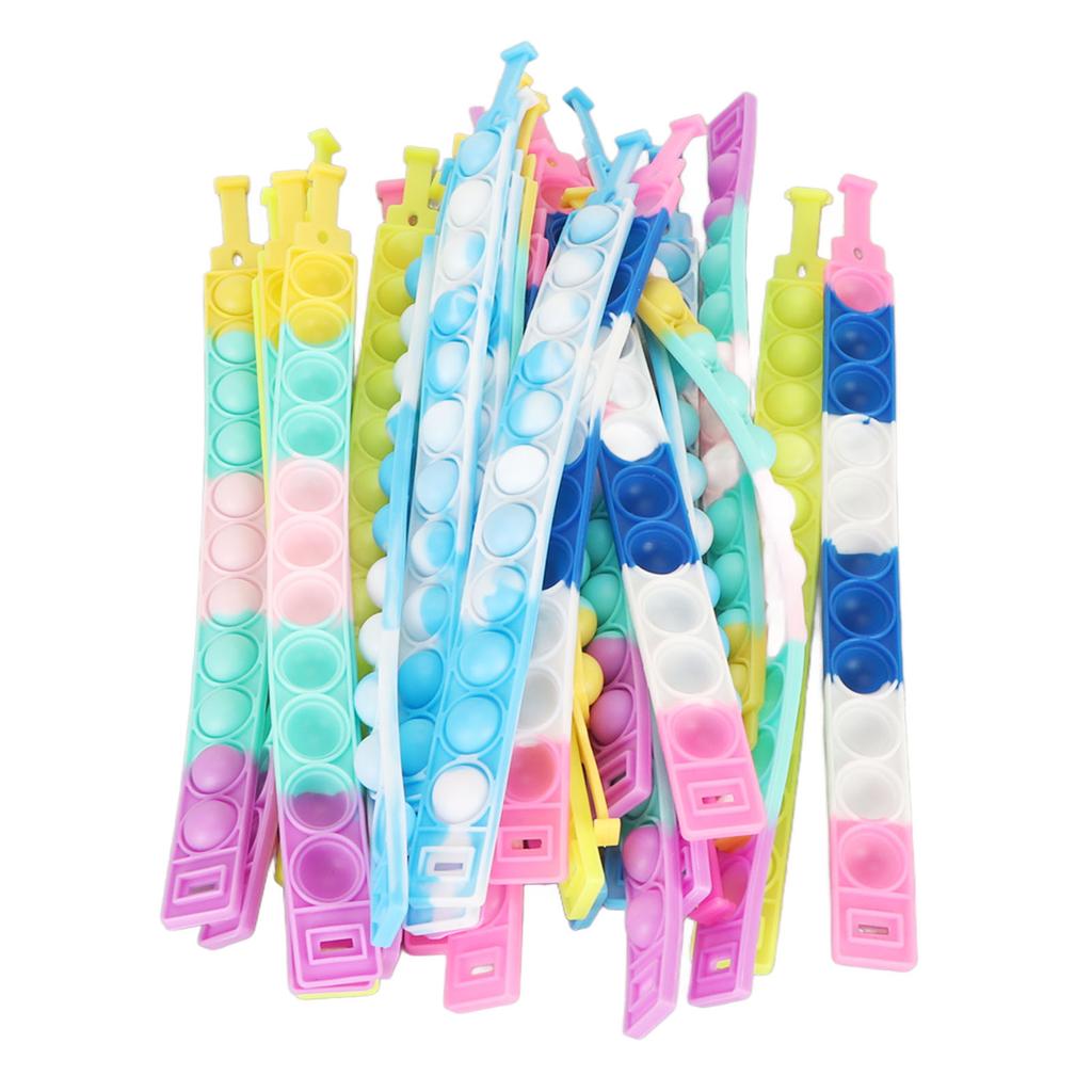 31pcs Push Bubble Bracelet Multicolor Push Bubble Wristband Silicone Stress Reduing Entertaining