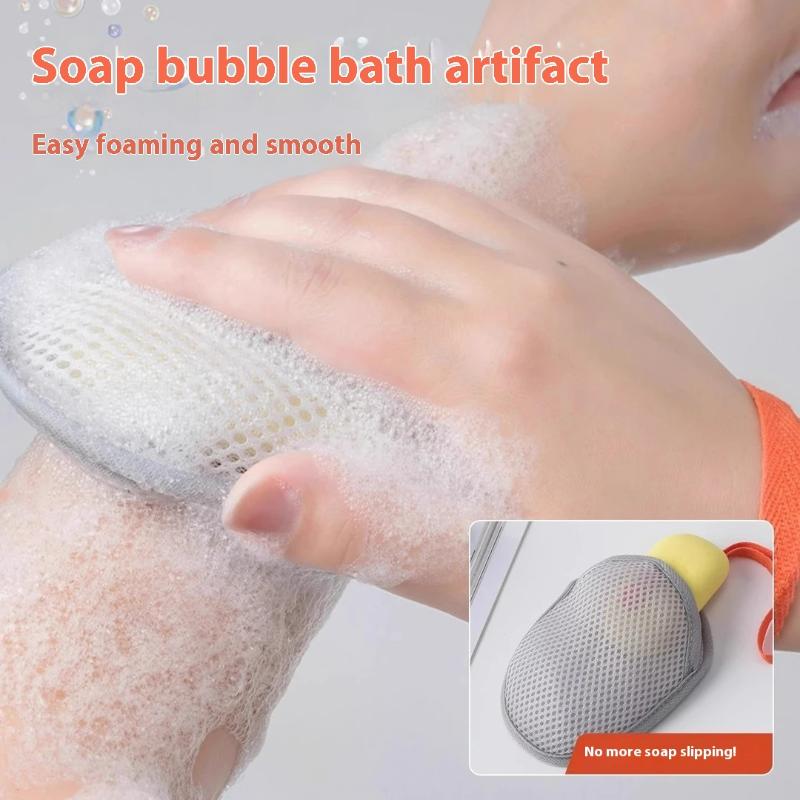 1 PCS Bath Cleansing Foaming Net Double-Sided Square/Oval Soap Bag Body Exfoliating Scrubber Sponges Bathroom Mesh Soap Pocket