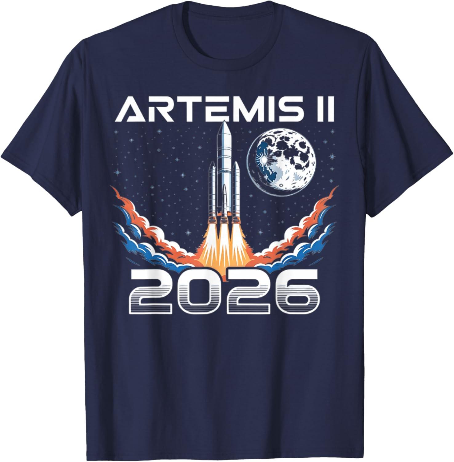 Artemis II Launch Back to The Moon 2026 Space Unisex T-Shirt S разноцветный